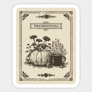 Vintage Botanical Thanksgiving Harvest Still Life Sticker